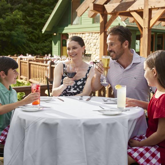 family eating at Woods Restaurant