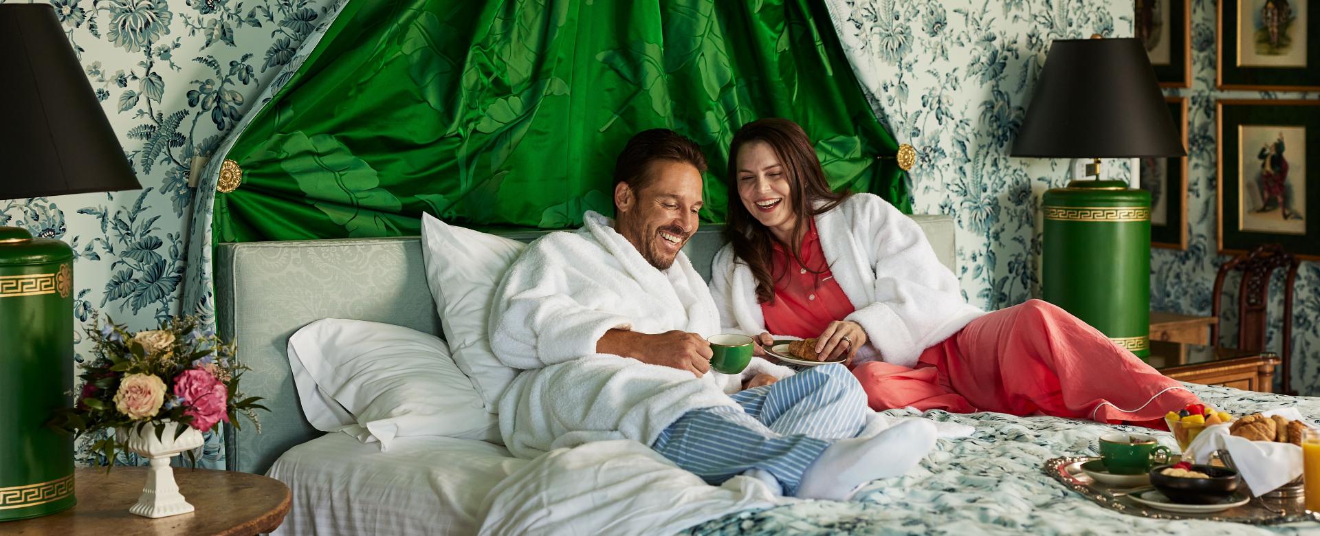 couple relaxing in bed