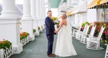 A newly married couple on the porch