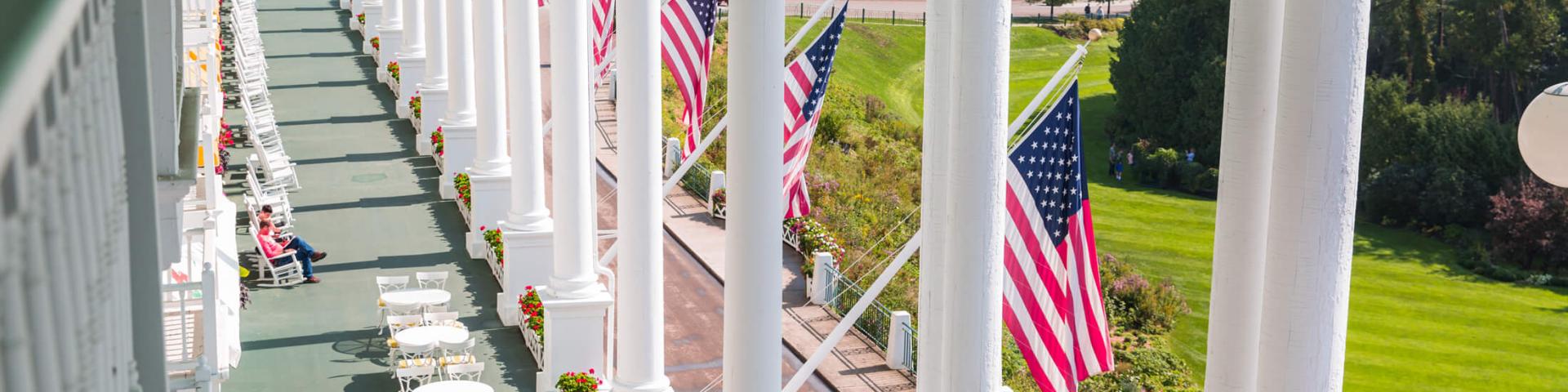 High view of Grand Hotel porch