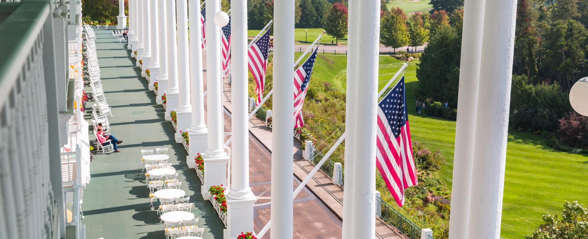 High view of Grand Hotel porch