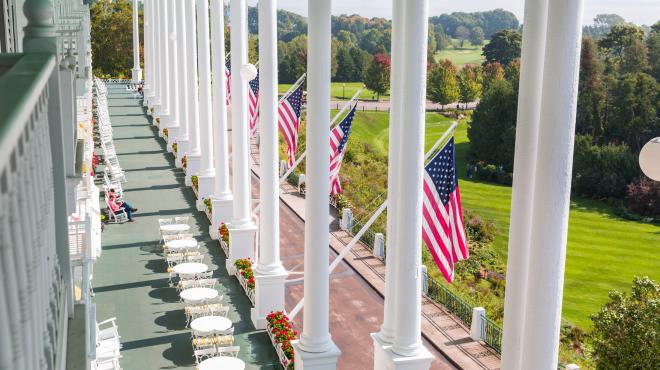 High view of Grand Hotel porch