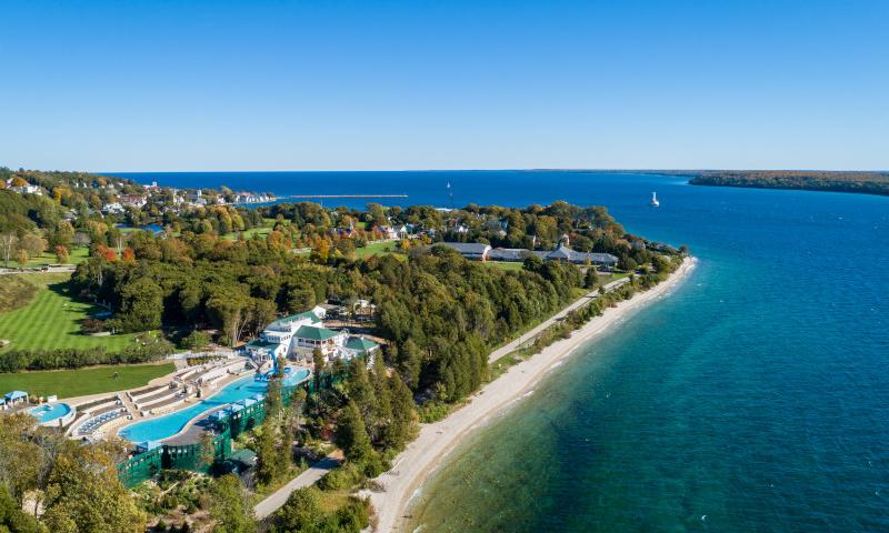 Grand Hotel Drone over water