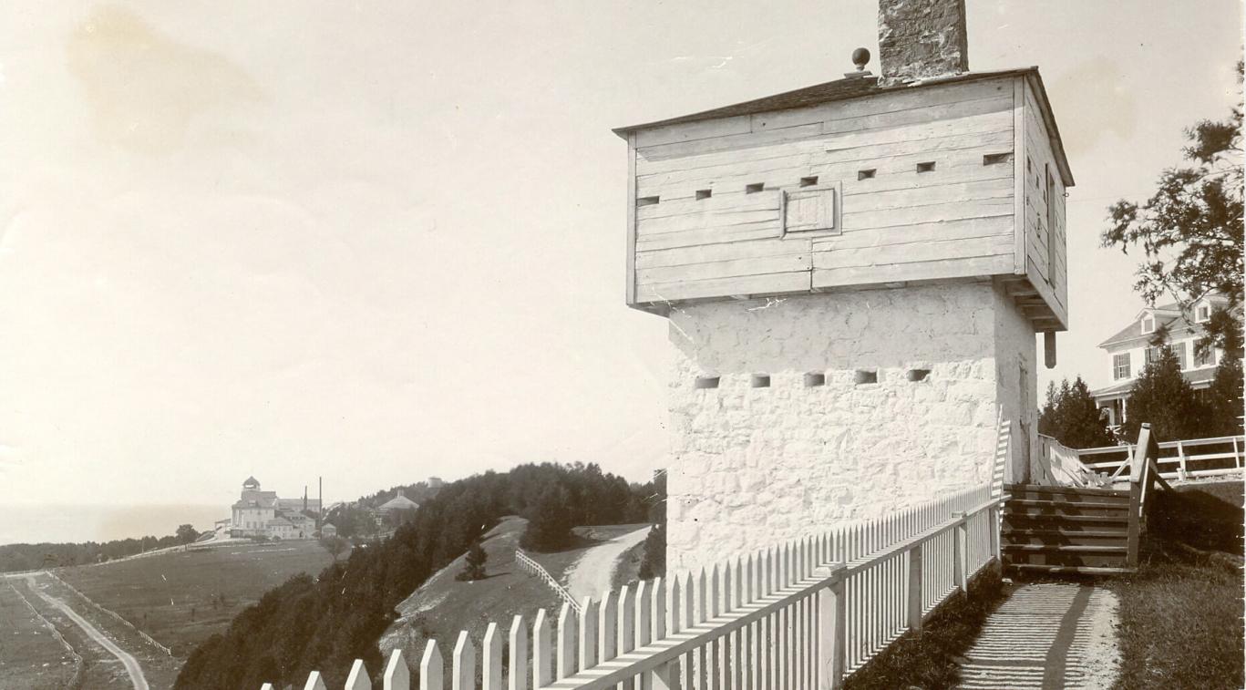 An old black and white photo of the West Blockhouse