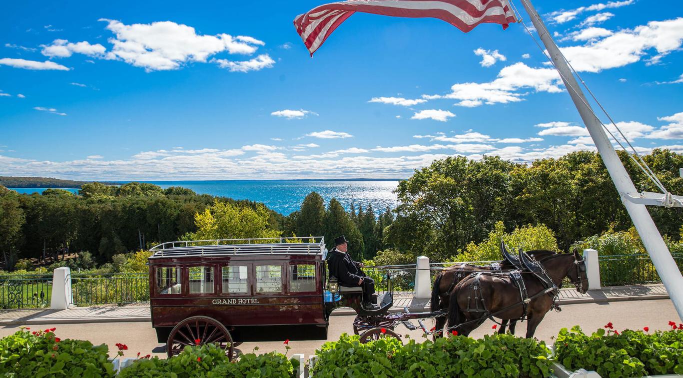 Horse and carriage overlooking Lake Michigan