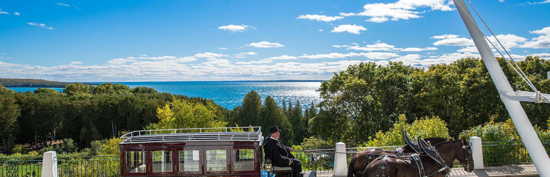 Horse and carriage overlooking Lake Michigan