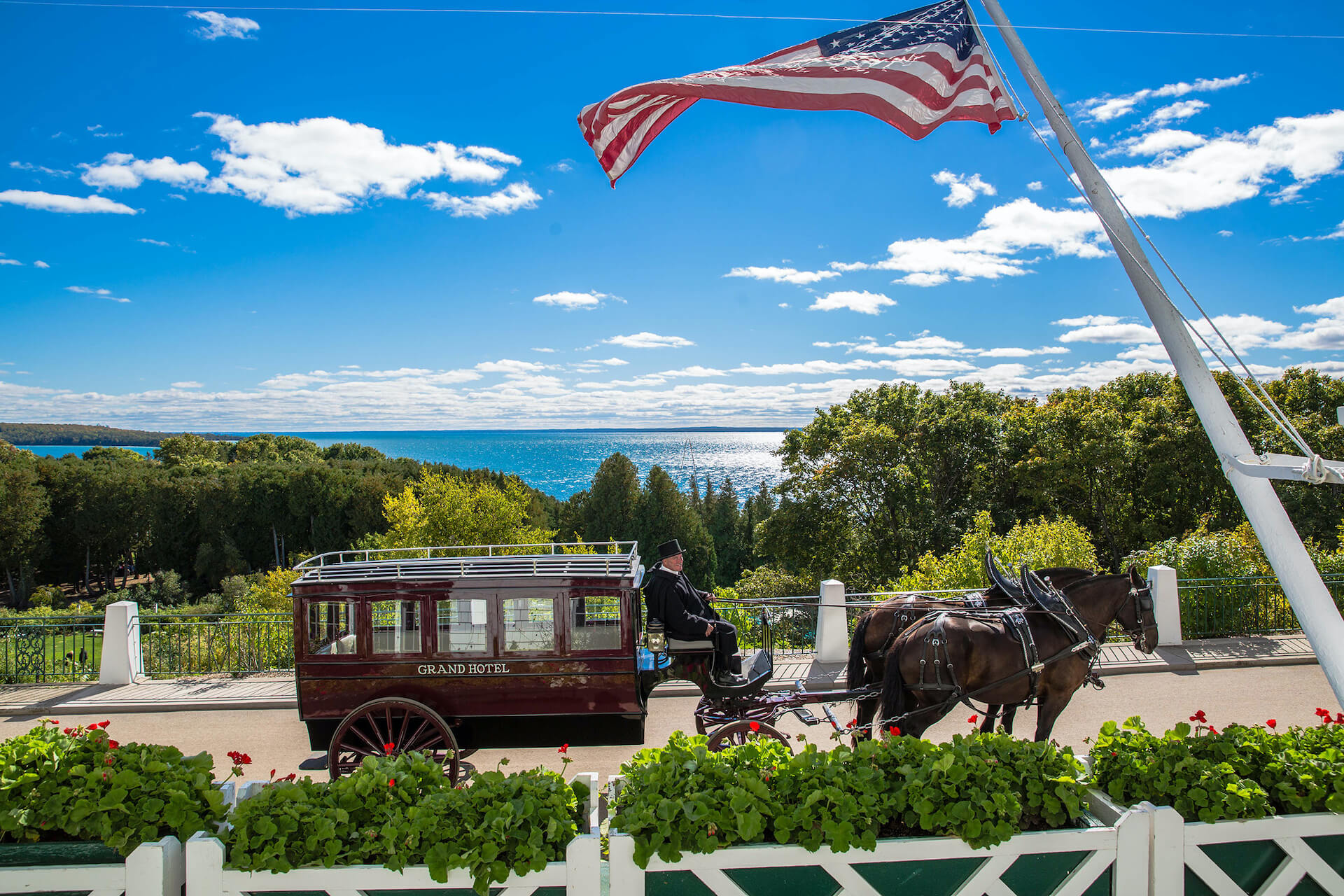 Horse and carriage overlooking Lake Michigan