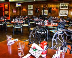 Dining tables inside the Gate House