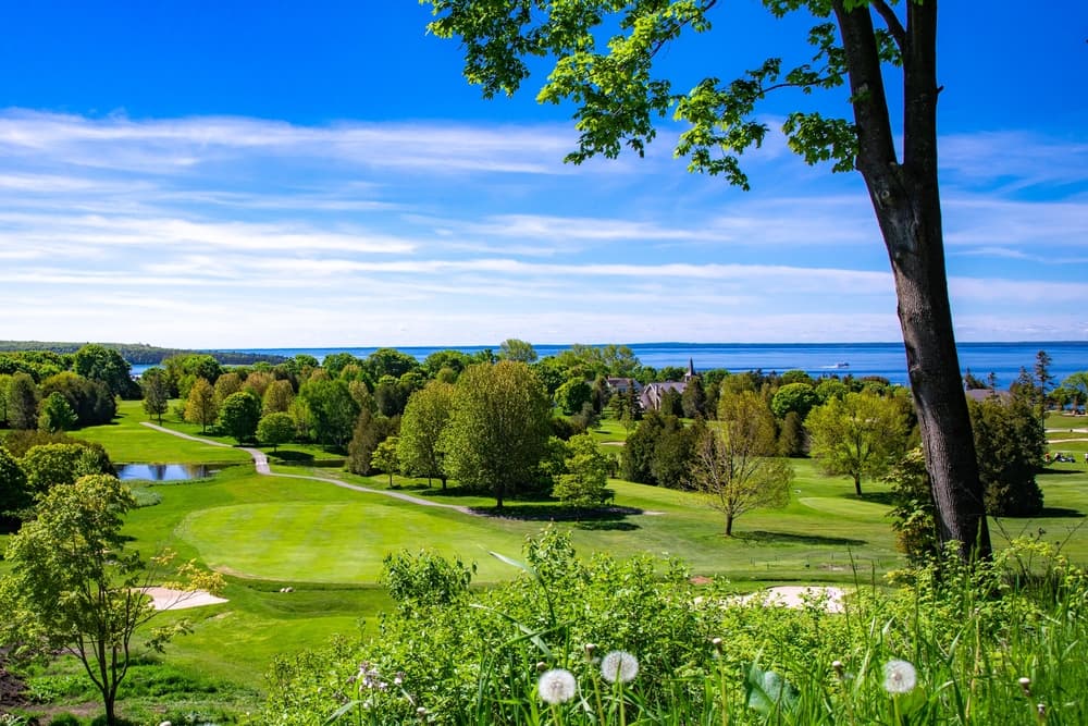 A scenic view of the golf course