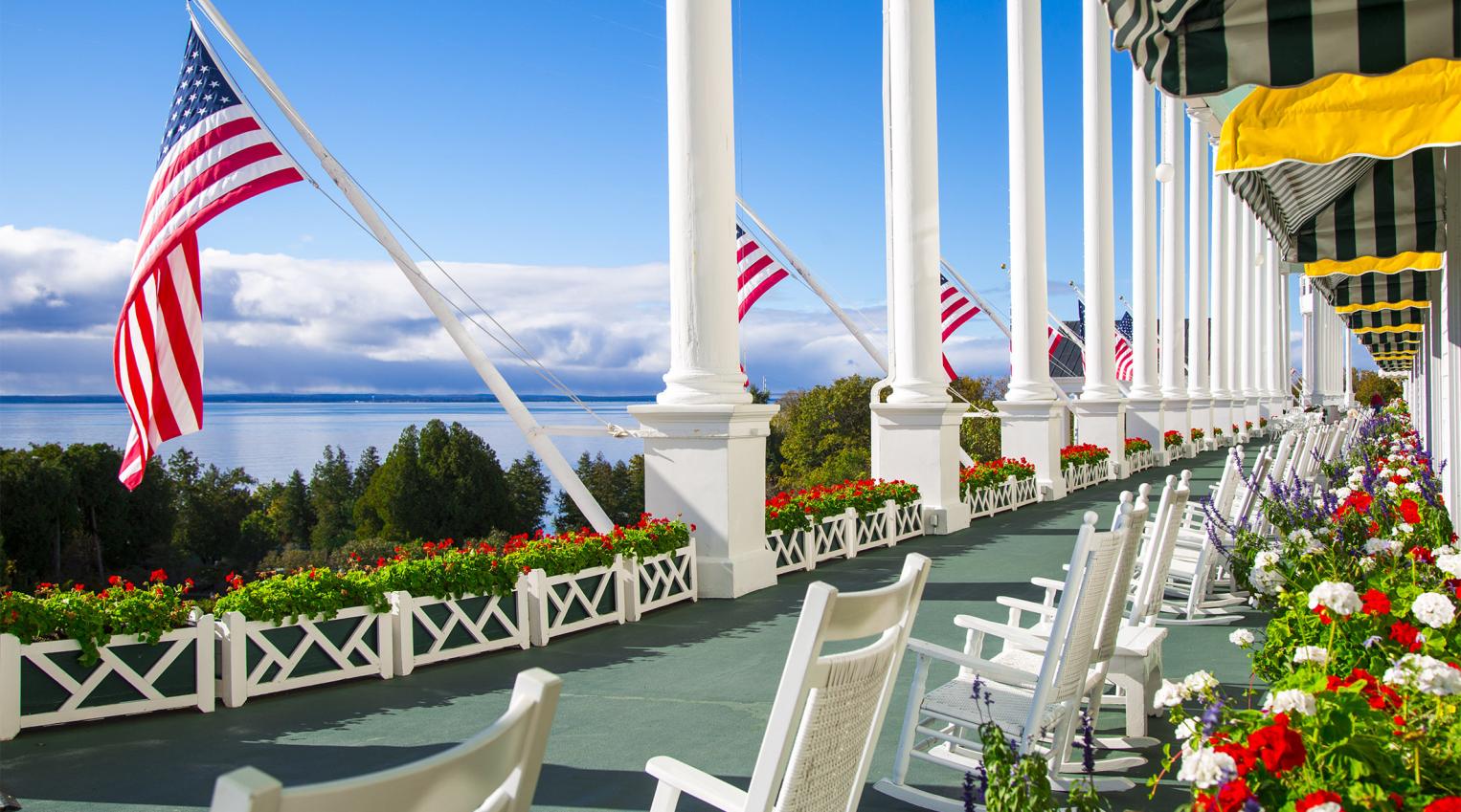 porch at grand hotel building