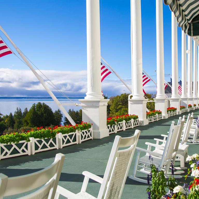 porch at grand hotel building