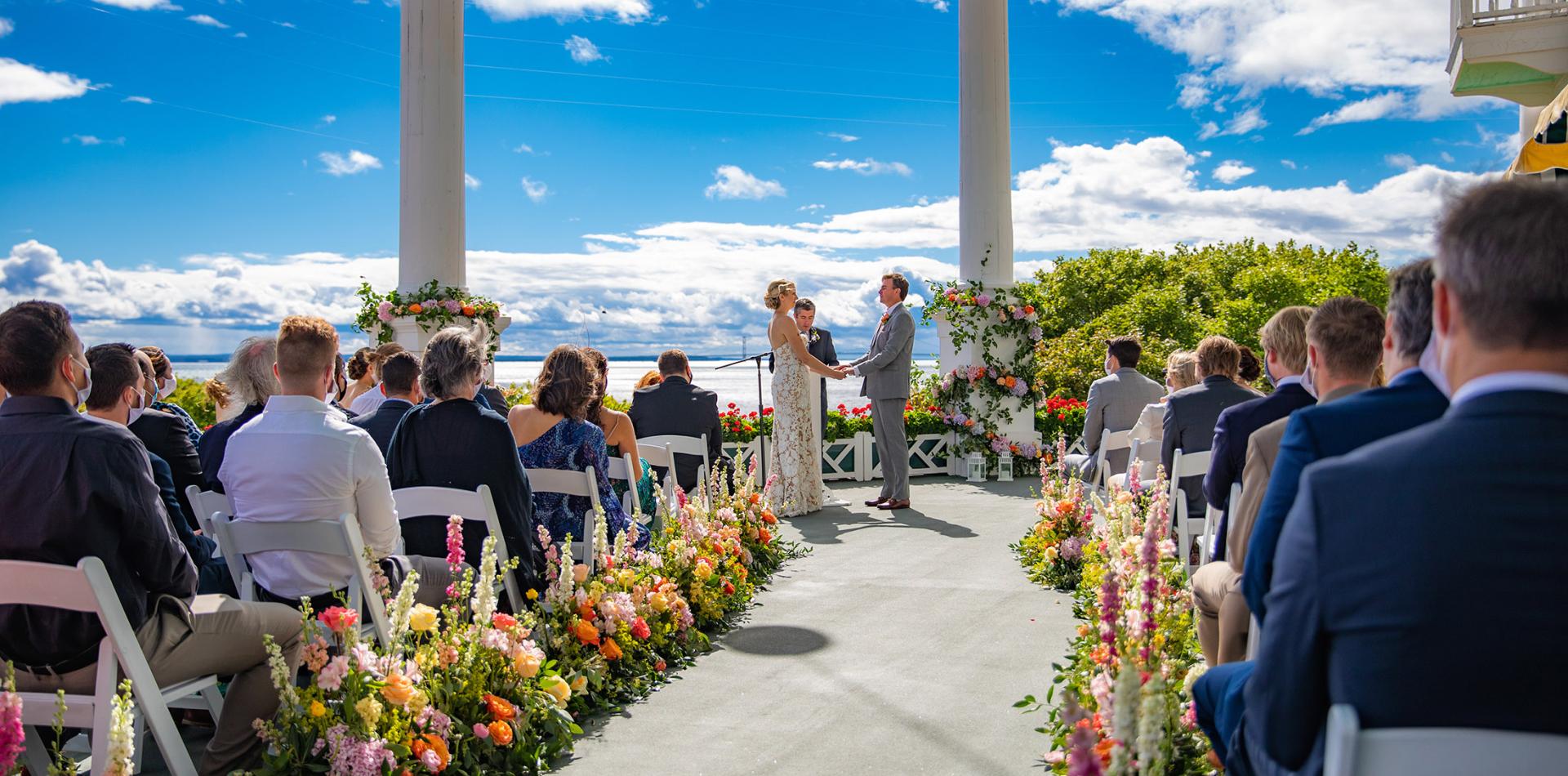 Porch View Wedding at grand hotel