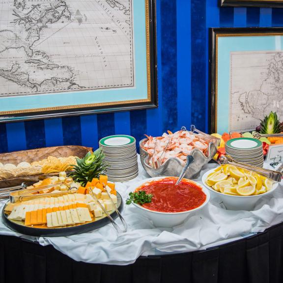 Food spread on table for conference