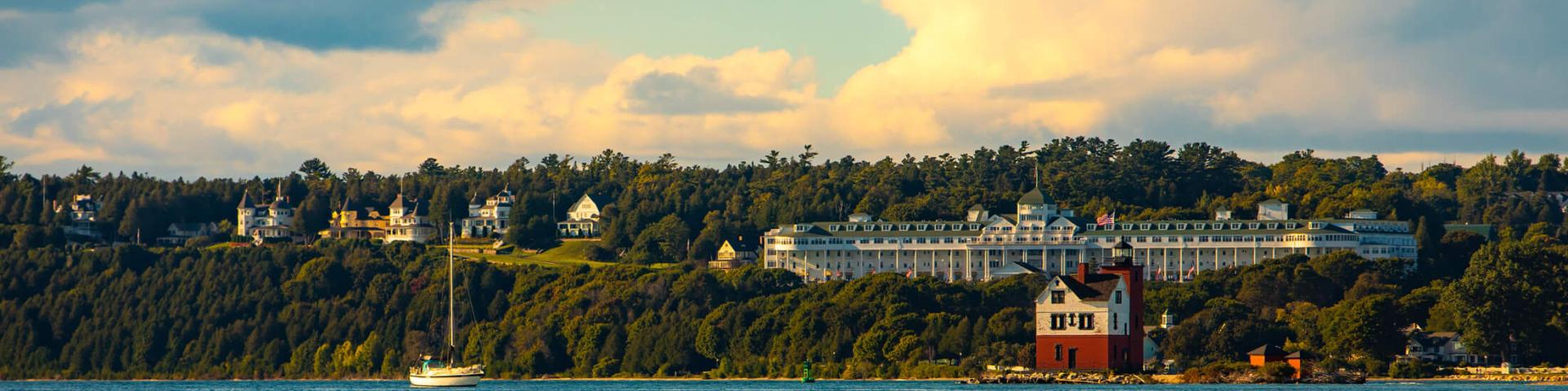 View of Grand Hotel from lake