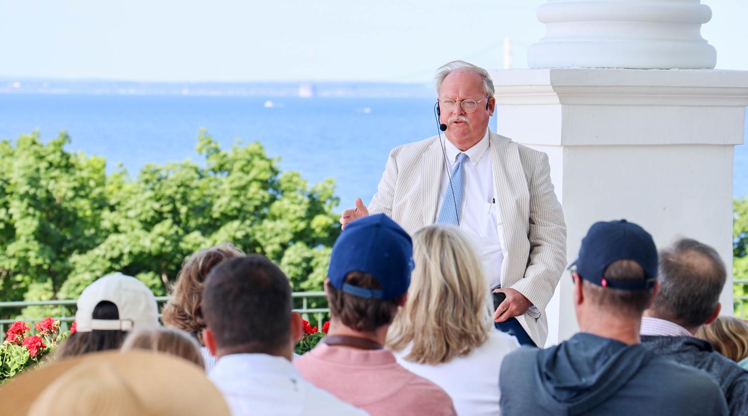 Bob Lecture on the Front Porch