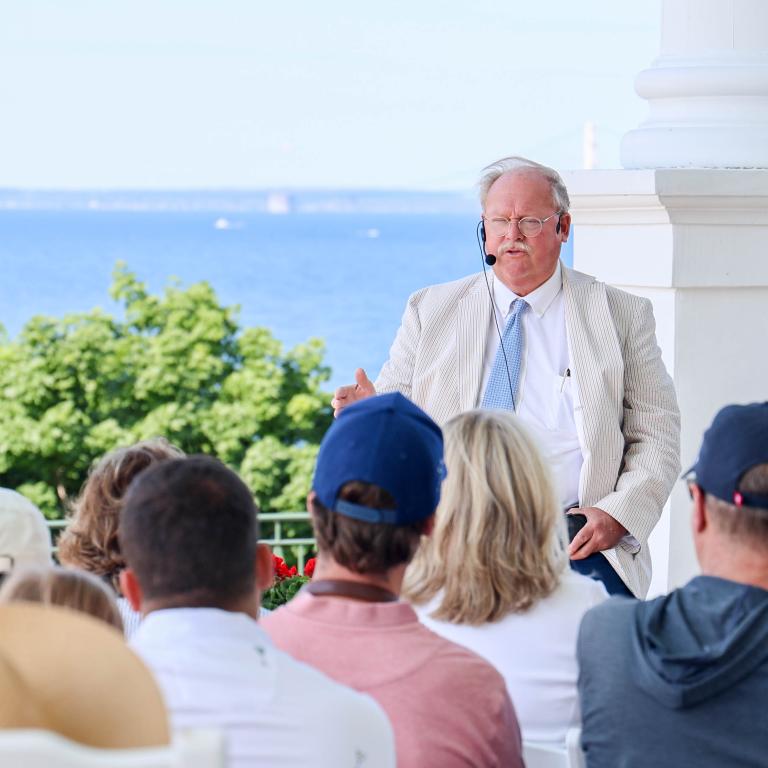 Bob Lecture on the Front Porch
