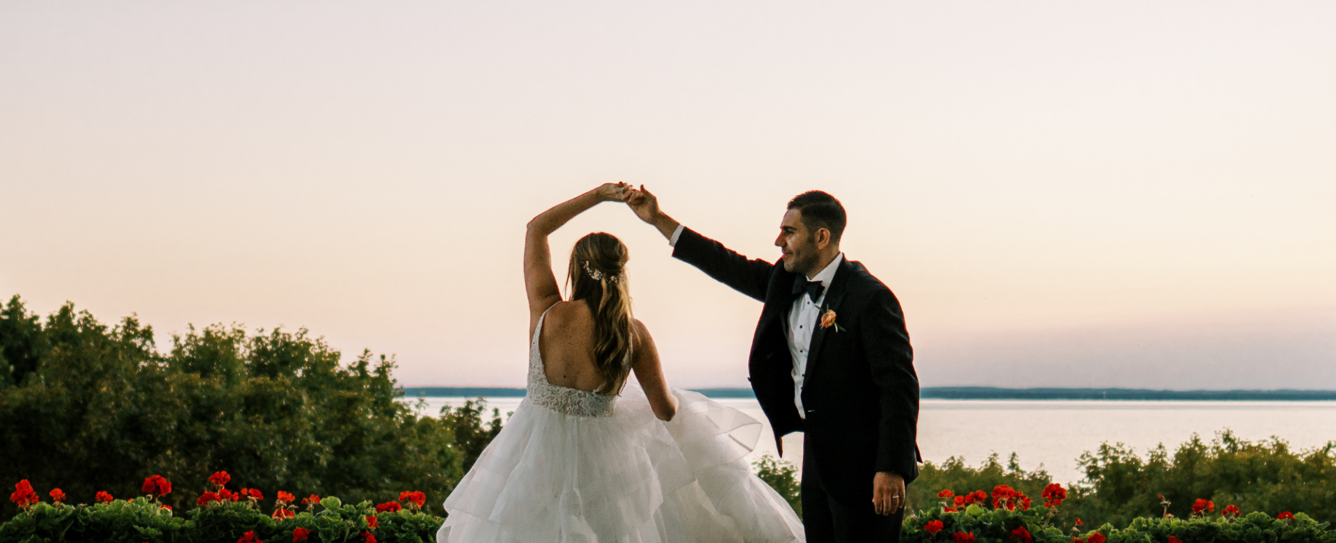 Couple dancing on the Front Porch of Grand Hotel
